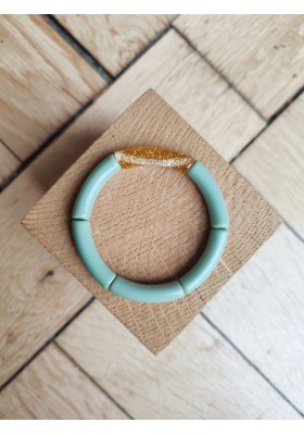 Bracelet GEORGETTE paillettes kaki et doré