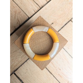 Bracelet GEORGES bicolore moutarde et beige