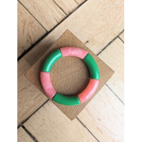 Bracelet GEORGES bicolore vert prairie et rose marbré