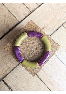 Bracelet GEORGES bicolore kaki et violet 