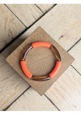 Bracelet GEORGETTE bicolore orange et marron