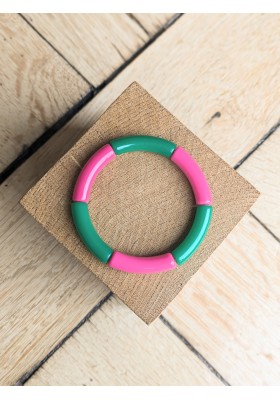 Bracelet GEORGETTE bicolore rose et vert