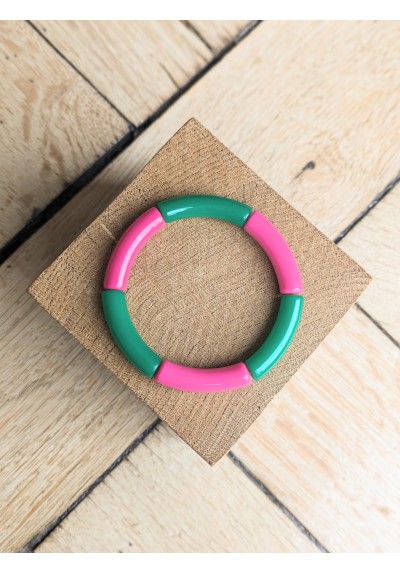 Bracelet GEORGETTE bicolore rose et vert