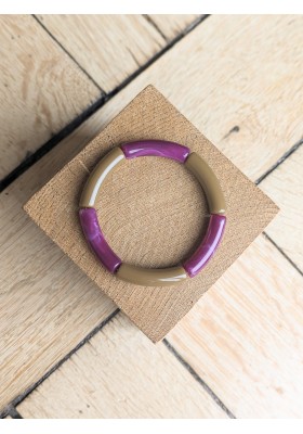Bracelet GEORGETTE bicolore kaki et violet