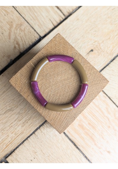 Bracelet GEORGETTE bicolore kaki et violet