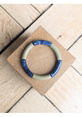 Bracelet GEORGETTE bicolore bleu marine et kaki