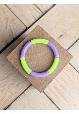 Bracelet GEORGETTE bicolore jaune fluo et parme