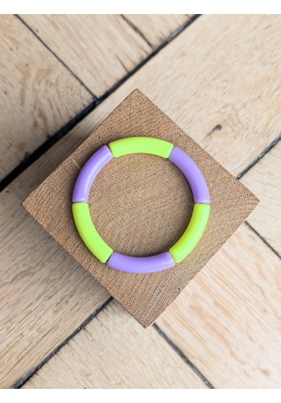 Bracelet GEORGETTE bicolore jaune fluo et parme