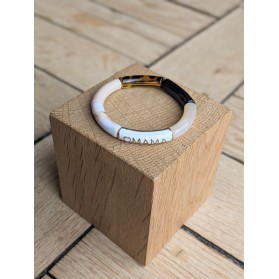 Bracelet GEORGETTE "Mama" beige et noir