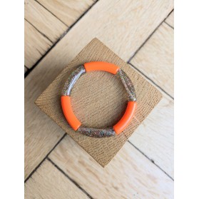 Bracelet GEORGETTE bicolore glitter multicolore orange fluo