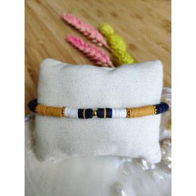 BRACELET CHARLOTTE - bleu marine et moutarde