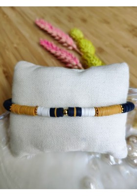 BRACELET CHARLOTTE - bleu marine et moutarde