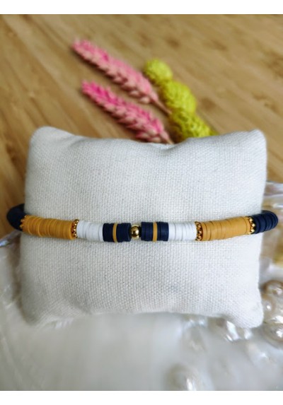 BRACELET CHARLOTTE - bleu marine et moutarde