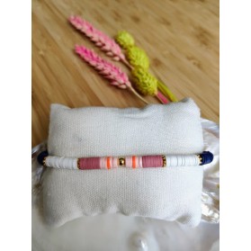 BRACELET CHARLOTTE - Bleu marine et vieux rose