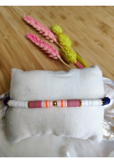 BRACELET CHARLOTTE - Bleu marine et vieux rose