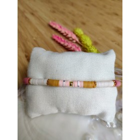 BRACELET CHARLOTTE - vieux rose et moutarde