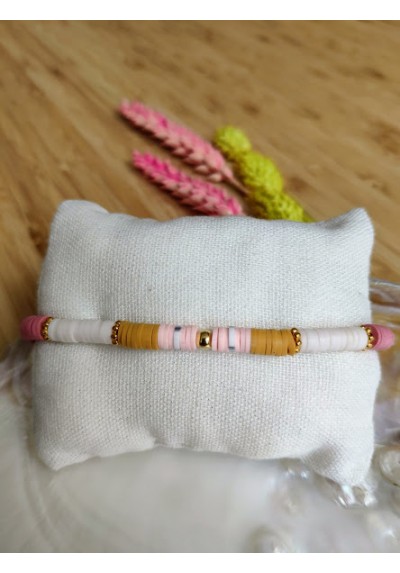 BRACELET CHARLOTTE - vieux rose et moutarde
