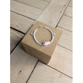Bracelet BESSIE écru poisson rose pâle