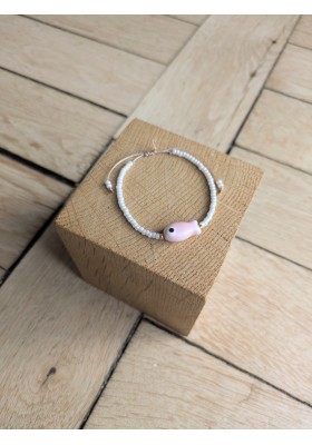 Bracelet BESSIE écru poisson rose pâle