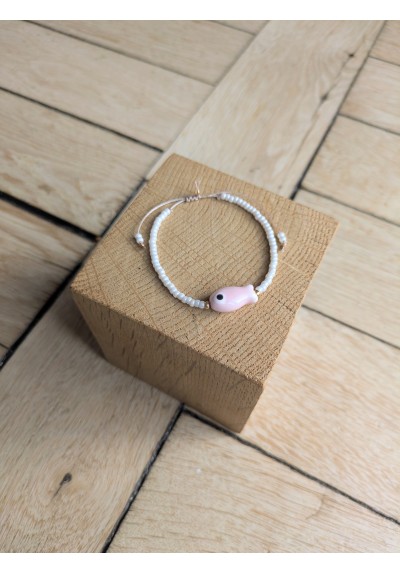 Bracelet BESSIE écru poisson rose pâle