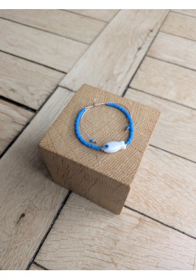 Bracelet BESSIE bleu poisson blanc