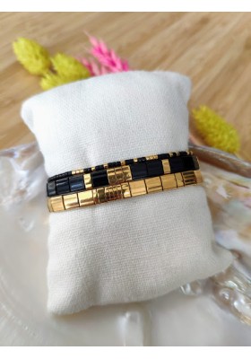 BRACELET CAMILLE x CLYDE - lot de 3 noir et doré