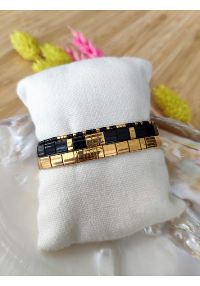 BRACELET CAMILLE x CLYDE - lot de 3 noir et doré