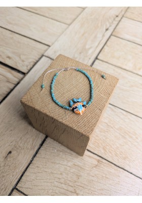 Bracelet BESSIE turquoise poisson multicolore