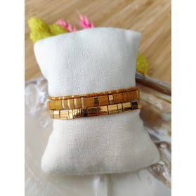 BRACELET CAMILLE x CLYDE - lot de 3 moutarde et doré