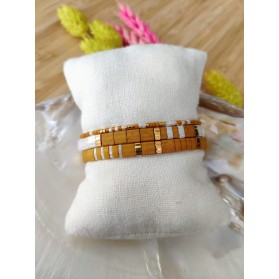BRACELET CAMILLE x CLYDE - lot de 3 moutarde et écru