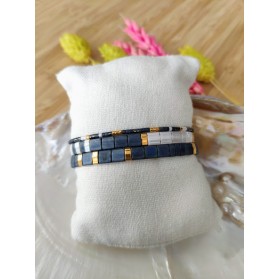BRACELET CAMILLE x CLYDE - lot de 3 bleu marine et écru
