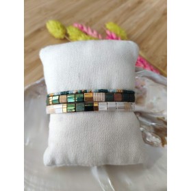 BRACELET CAMILLE x CLYDE - lot de 3 vert et doré