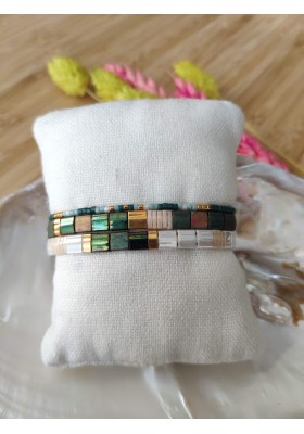 BRACELET CAMILLE x CLYDE - lot de 3 vert et doré