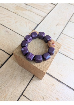 Bracelet DANIA aubergine et léopard 15€