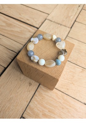 Bracelet DIANE beige et bleu jean 12€