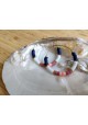 Boucles d'oreilles CHARLOTTE - bleu marine et moutarde