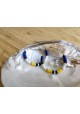 Boucles d'oreilles CHARLOTTE - bleu marine et moutarde
