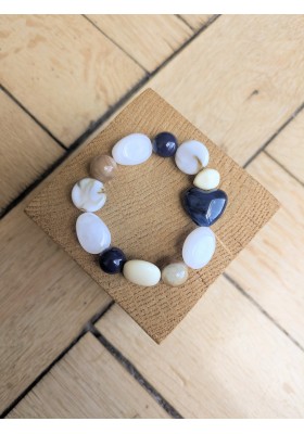 Bracelet DIANE bleu marine et écru 12€
