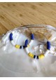Boucles d'oreilles CHARLOTTE - bleu marine et moutarde