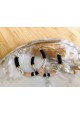 Boucles d'oreilles CHARLOTTE - bleu marine et moutarde
