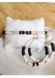 Boucles d'oreilles CHARLOTTE - bleu marine et moutarde