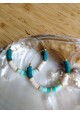 Boucles d'oreilles CHARLOTTE - bleu marine et moutarde